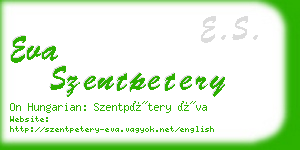 eva szentpetery business card